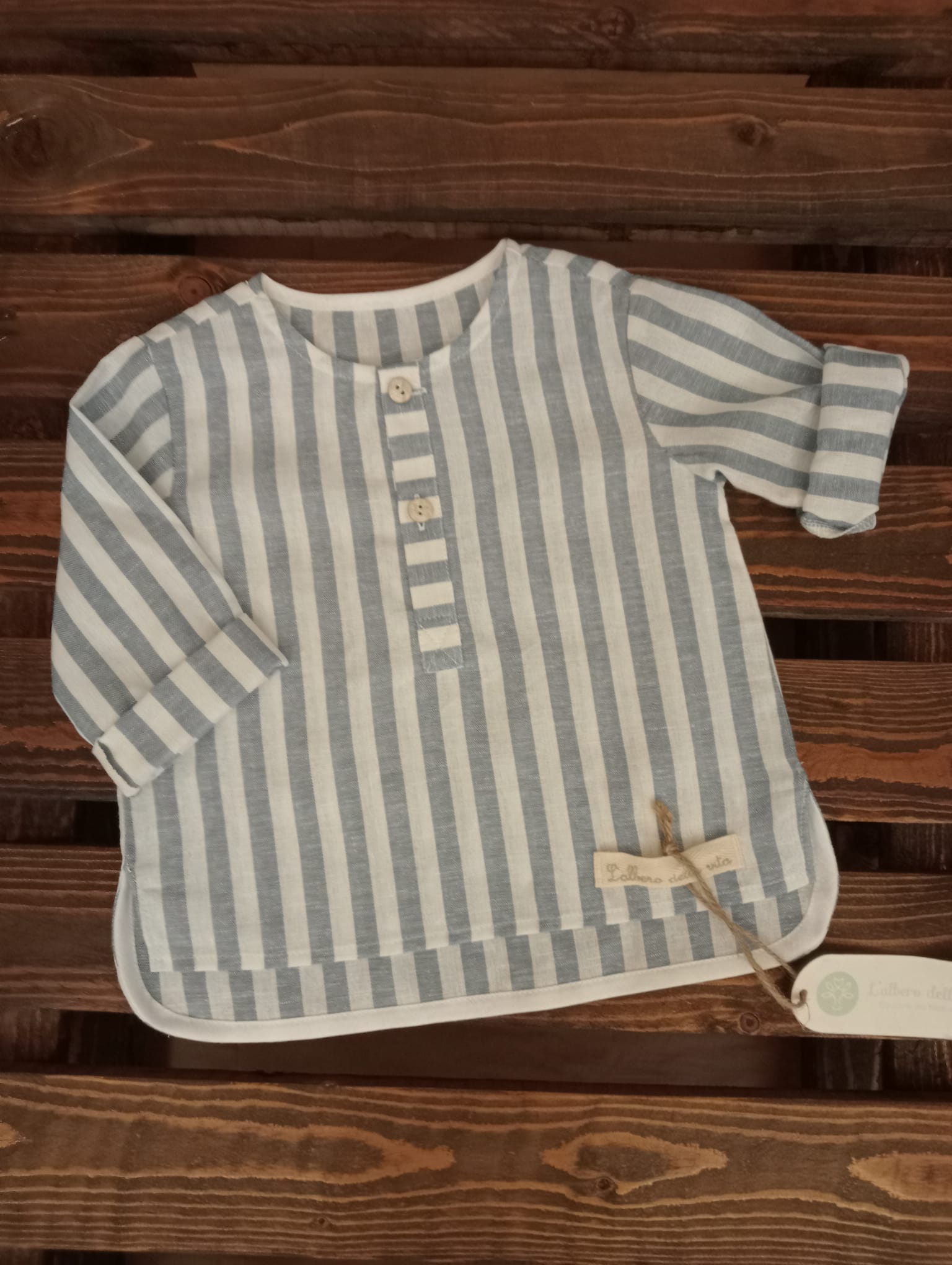 Camicia bambino serafina lino rigato