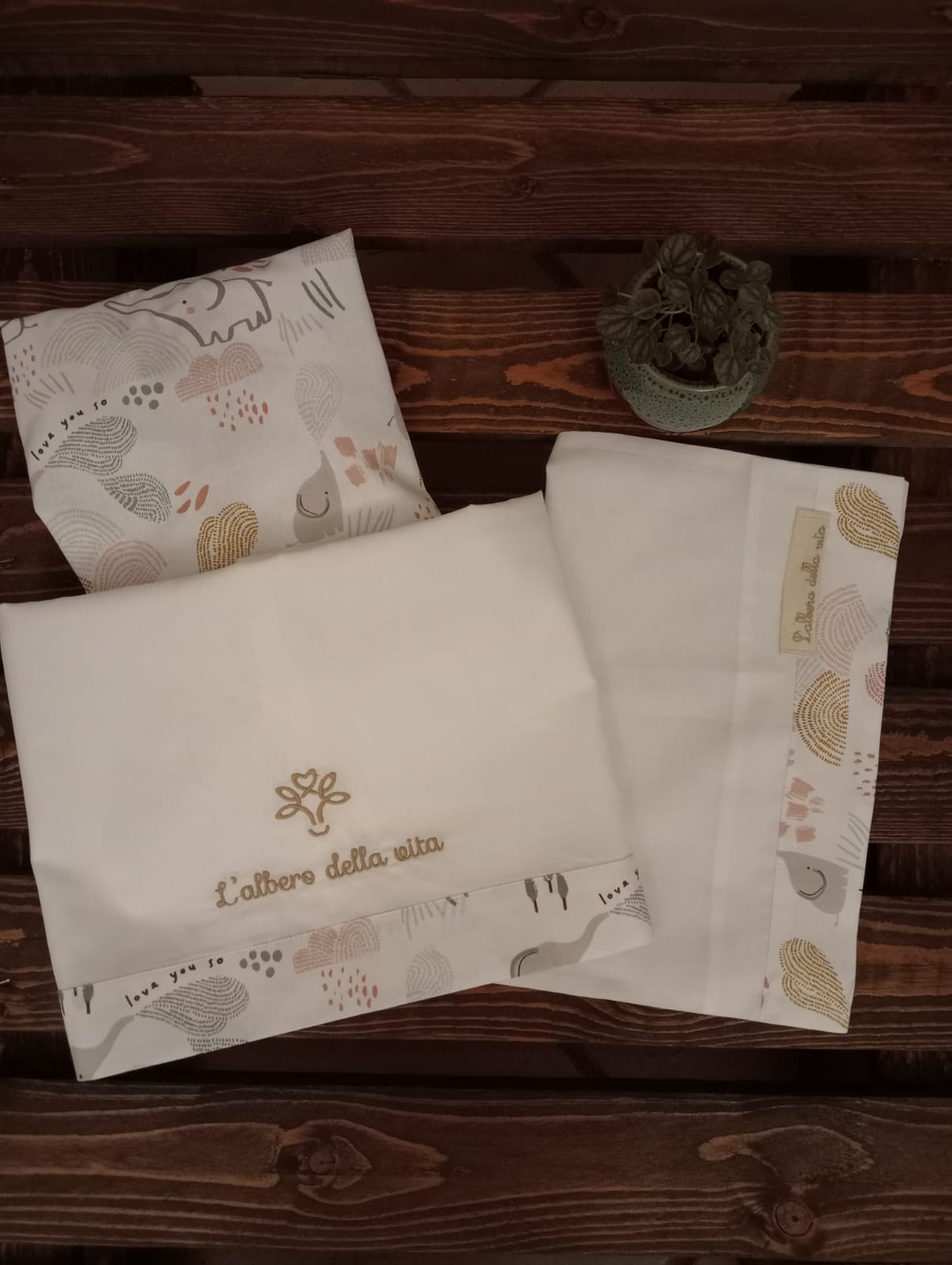 Lenzuolino cotone con fascia fantasia