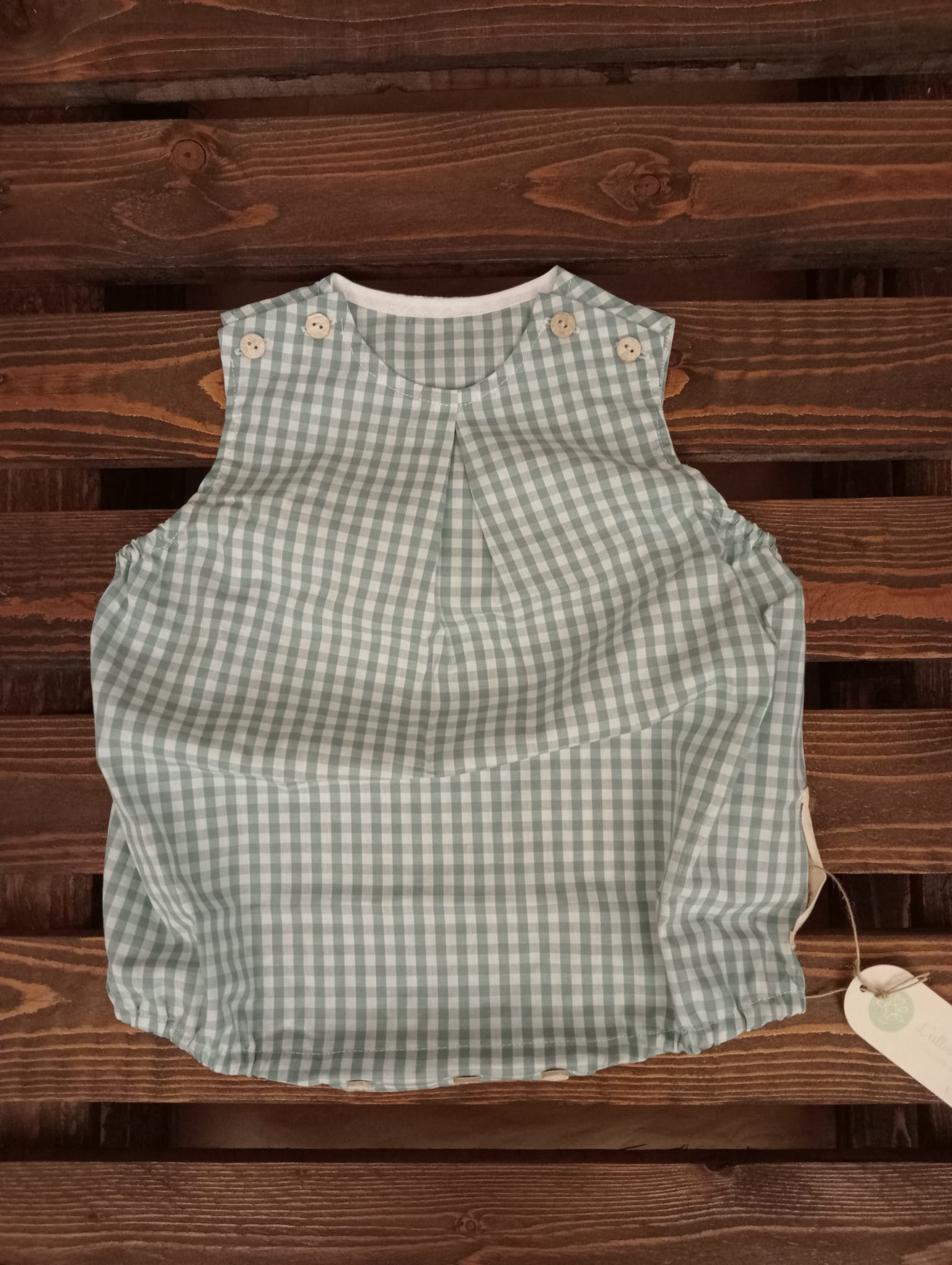 Pagliaccetto bambino vichy con doppi bottoni