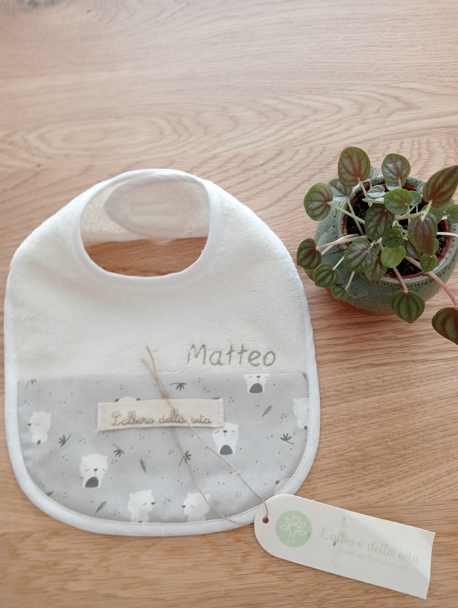 Bavetta con tasca cotone fantasia