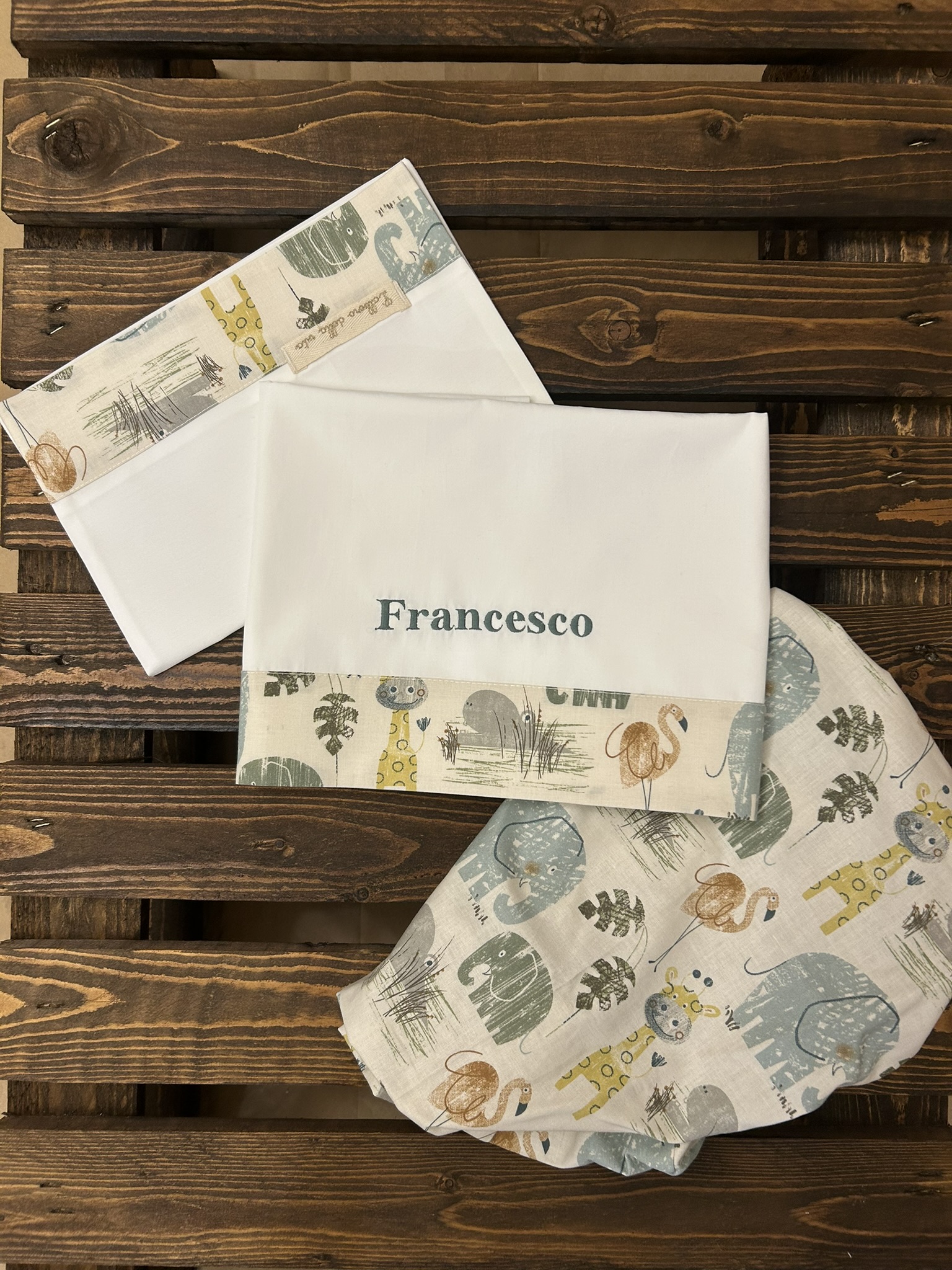 Lenzuolino lino con fascia fantasia